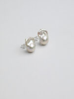 SANSUN Large Fish Tail Baroque Pearl Statement Studs - Dramatic Oversized Organic