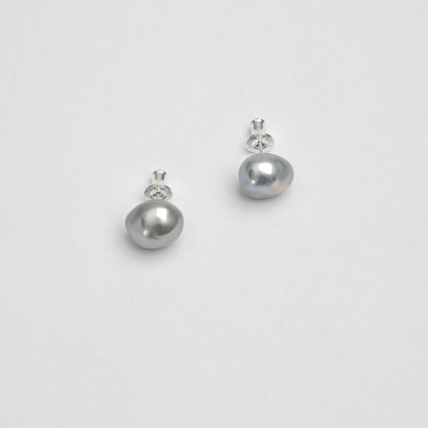 SANSUN Grey Baroque Pearl Stud Earrings - Sophisticated Rare Wisdom Cool Tone