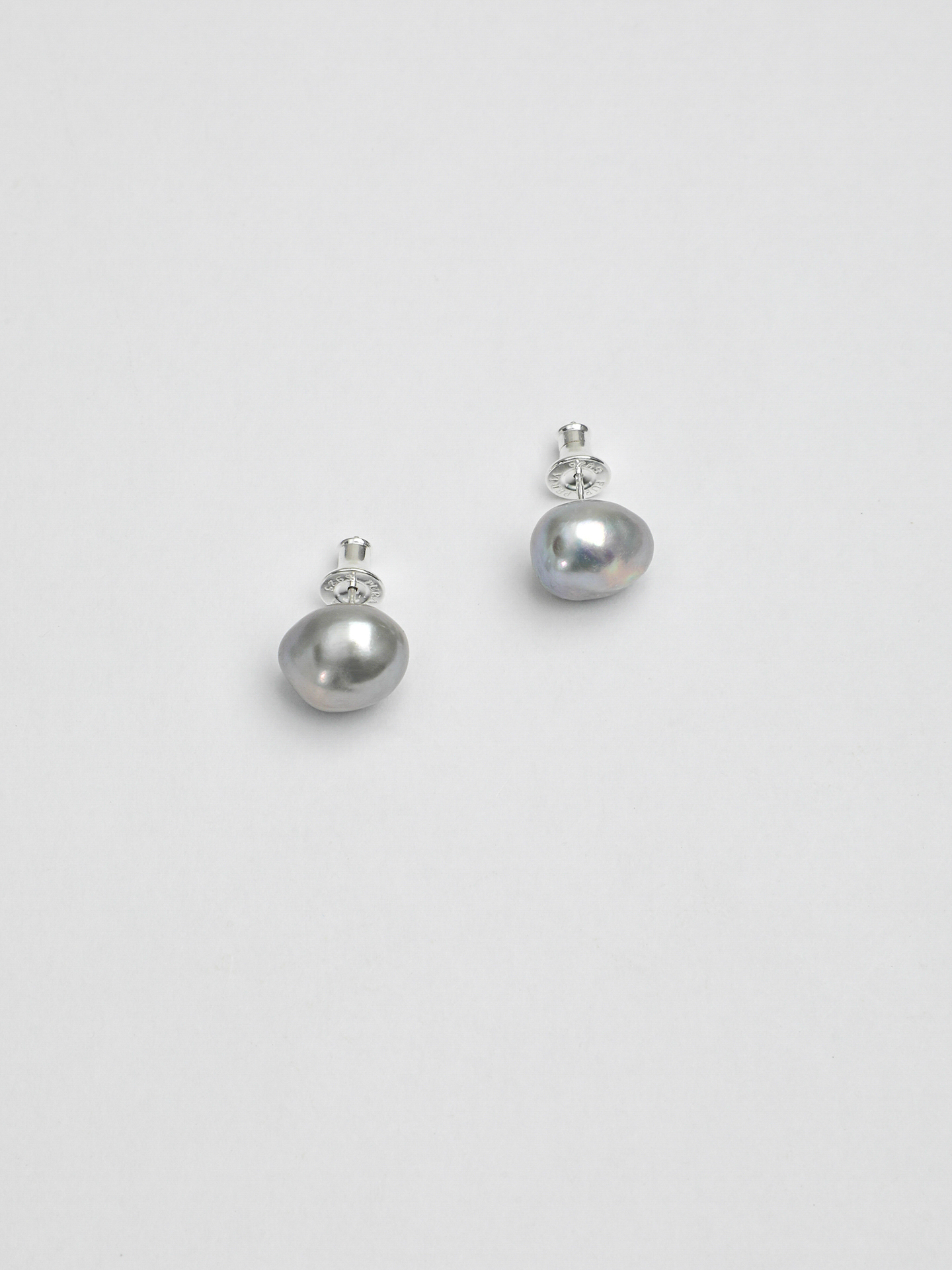 1J7A0093 SANSUN Grey Baroque Pearl Stud Earrings - Sophisticated Rare Wisdom Cool Tone - Image 1