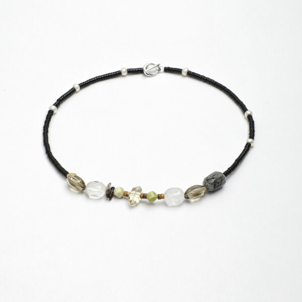 SANSUN Black Tourmaline Smoky Quartz Citrine Necklace - Daily Protection & Grounding