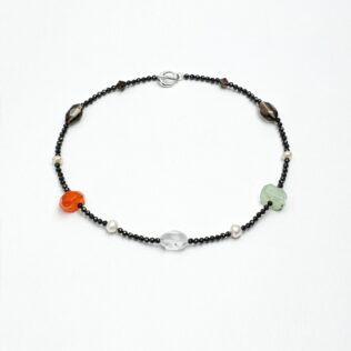 SANSUN Black Tourmaline Smoky Quartz Pearl Necklace - Protection Grounding Nightmare Shield