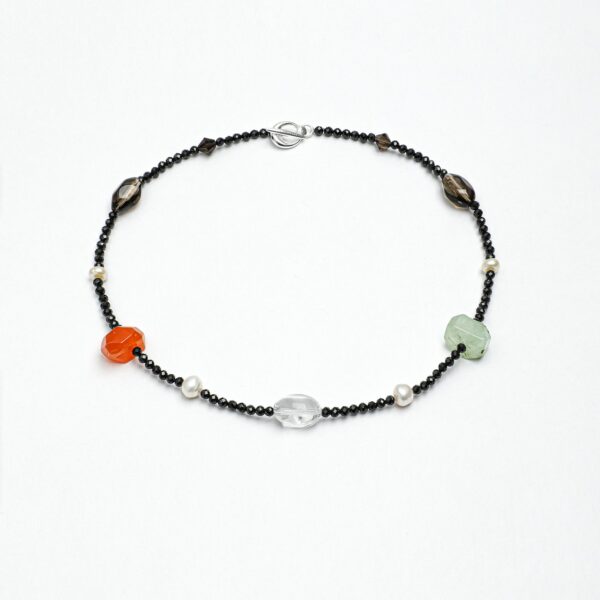 SANSUN Black Tourmaline Smoky Quartz Pearl Necklace - Protection Grounding Nightmare Shield