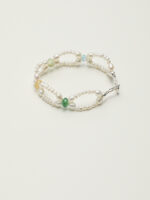 SANSUN Topaz Citrine Green Agate Prehnite Pearl Bracelet - Rainbow Healing & Joy