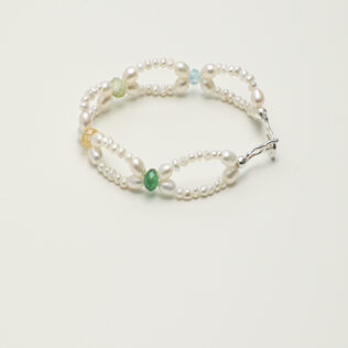 SANSUN Topaz Citrine Green Agate Prehnite Pearl Bracelet - Rainbow Healing & Joy