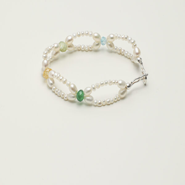 SANSUN Topaz Citrine Green Agate Prehnite Pearl Bracelet - Rainbow Healing & Joy