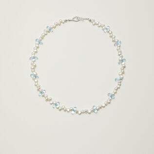 SANSUN Blue Topaz Baroque Pearl Necklace - Truth Communication & Emotional Clarity