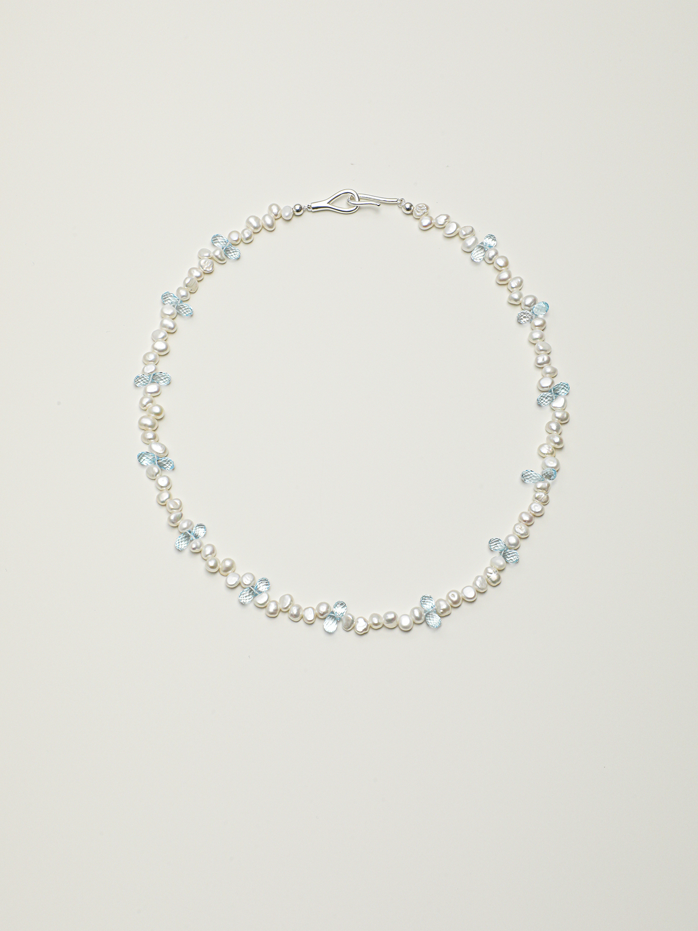 1J7A1115 SANSUN Blue Topaz Baroque Pearl Necklace - Truth Communication & Emotional Clarity - Image 1