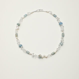 SANSUN Blue Lace Agate Clear Quartz Pearl Necklace - Communication & Calm
