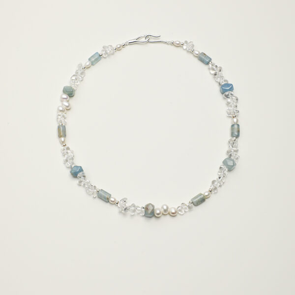 SANSUN Blue Lace Agate Clear Quartz Pearl Necklace - Communication & Calm