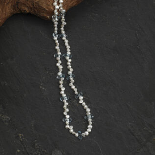 SANSUN Blue Topaz Baroque Pearl Necklace - Truth Communication & Emotional Clarity