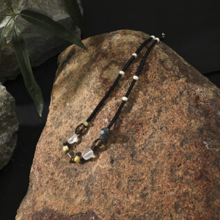 SANSUN Black Tourmaline Smoky Quartz Citrine Necklace - Daily Protection & Grounding