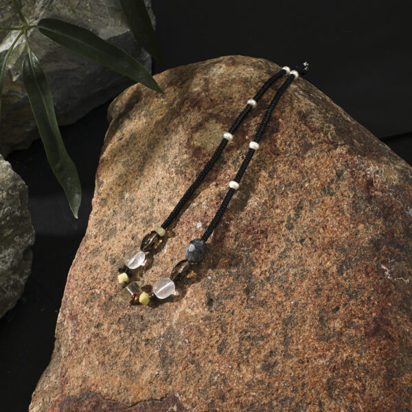 SANSUN Black Tourmaline Smoky Quartz Citrine Necklace - Daily Protection & Grounding