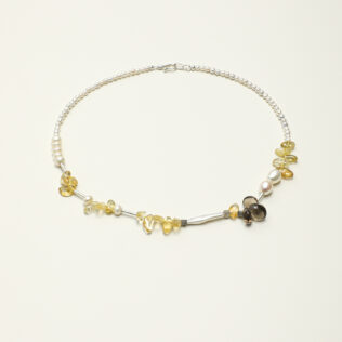 SANSUN Citrine Smoky Quartz Baroque Pearl Necklace - Wealth Abundance & Grounding