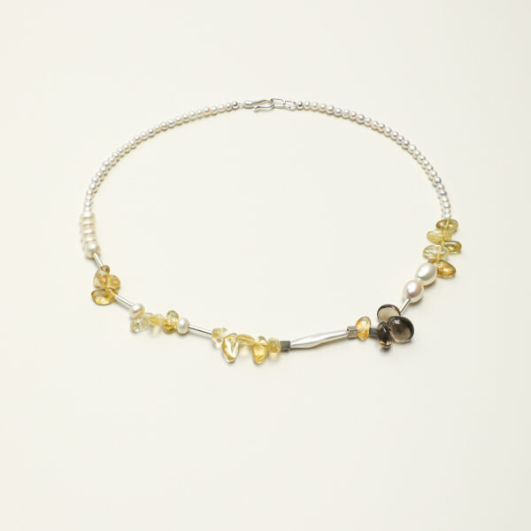 SANSUN Citrine Smoky Quartz Baroque Pearl Necklace - Wealth Abundance & Grounding