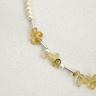 SANSUN Citrine Smoky Quartz Baroque Pearl Necklace - Wealth Abundance & Grounding