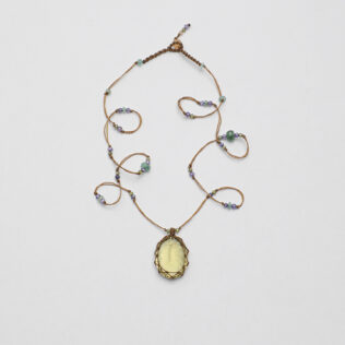 SANSUN Lemon Quartz Pendant Multi Gem Necklace - Joy Clarity & Solar Plexus Healing
