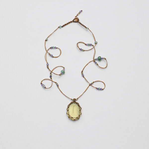 SANSUN Lemon Quartz Pendant Multi Gem Necklace - Joy Clarity & Solar Plexus Healing