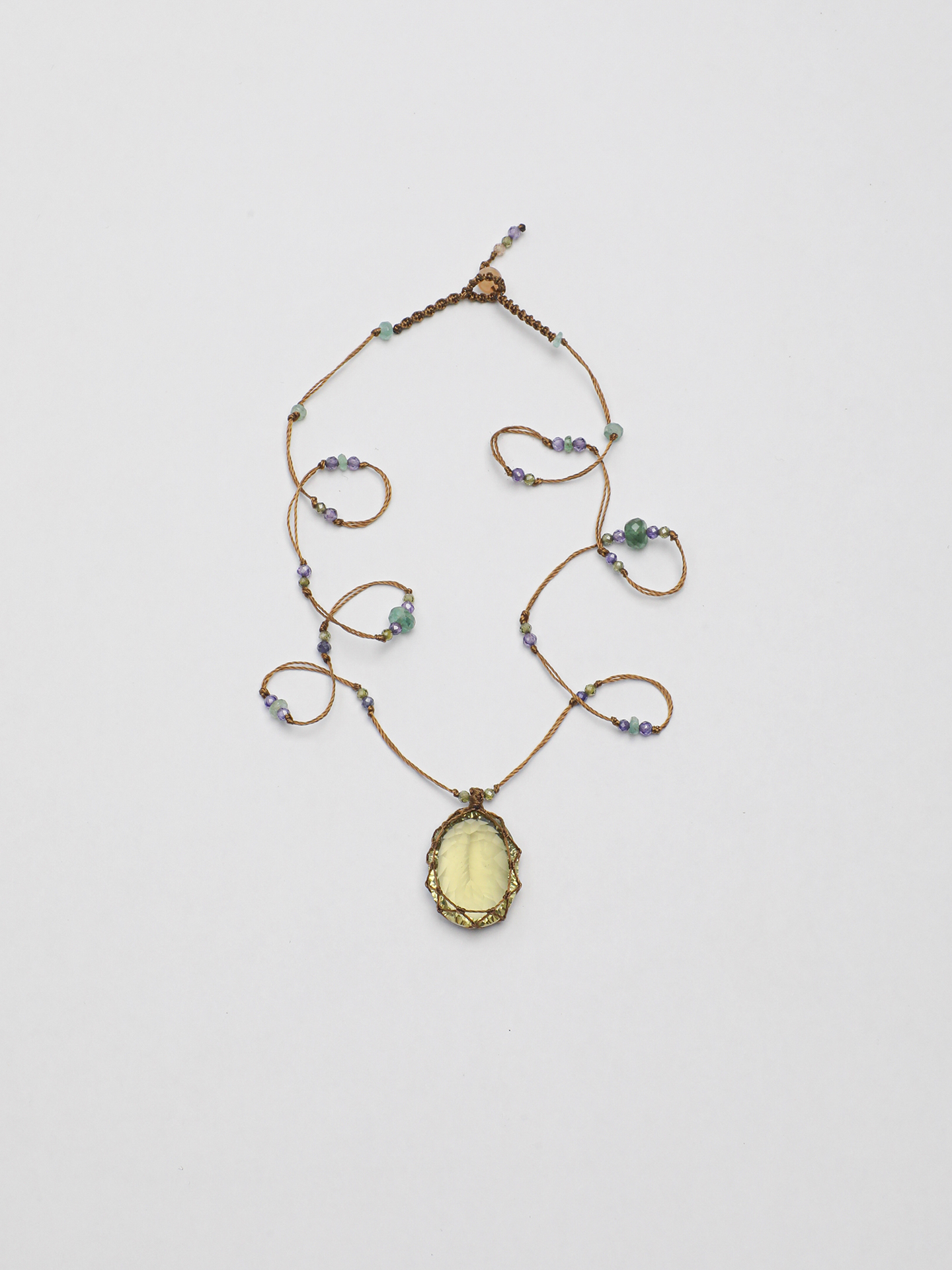 1J7A3093 SANSUN Lemon Quartz Pendant Multi Gem Necklace - Joy Clarity & Solar Plexus Healing - Image 1