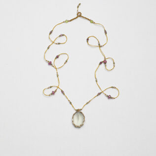 SANSUN Green Amethyst Prasiolite Pendant Long Necklace - Heart Chakra Spiritual Growth