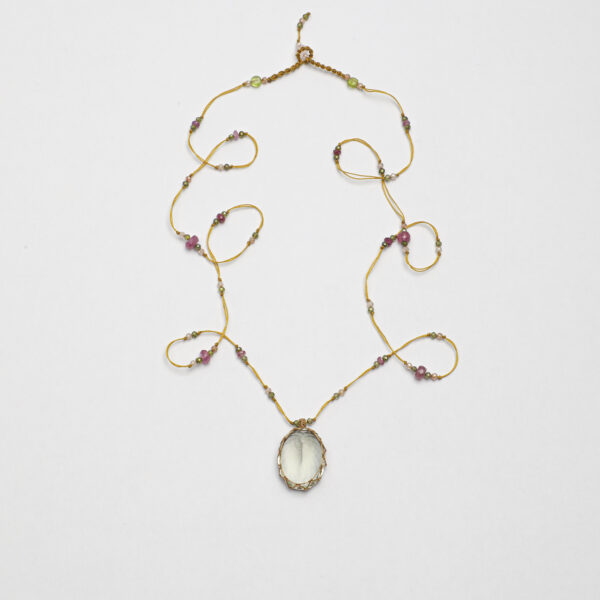 SANSUN Green Amethyst Prasiolite Pendant Long Necklace - Heart Chakra Spiritual Growth