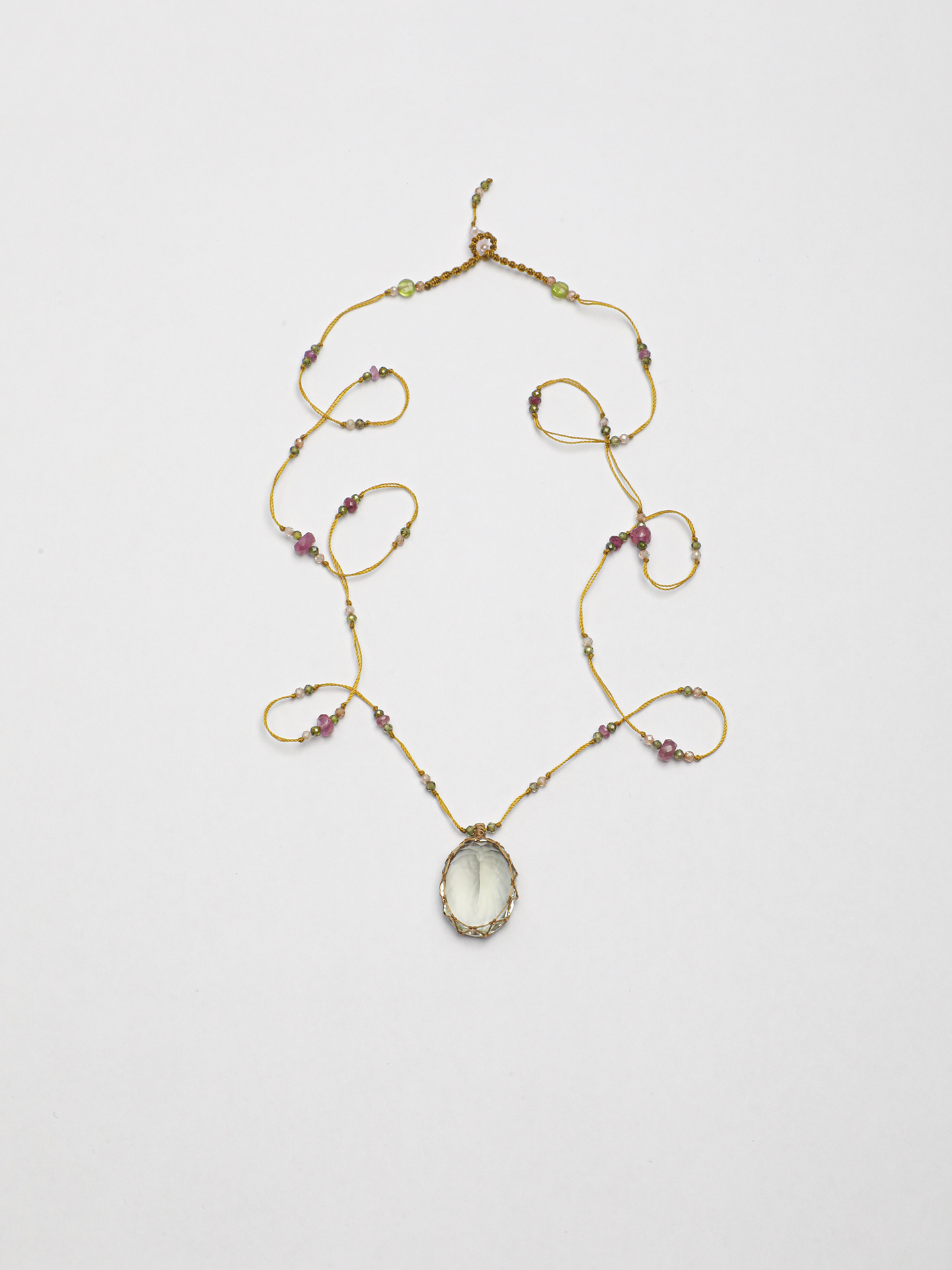 1J7A3122 SANSUN Green Amethyst Prasiolite Pendant Long Necklace - Heart Chakra Spiritual Growth - Image 1