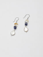 SANSUN Baroque Teardrop Pearl Blue Agate Crushed Ice Earrings - Artistic Unique Watercolor