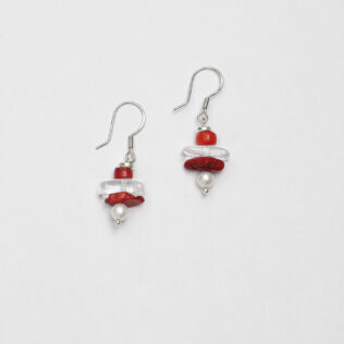 SANSUN Coral Pink Stone Freshwater Pearl Drop Earrings - Romantic Feminine Energy