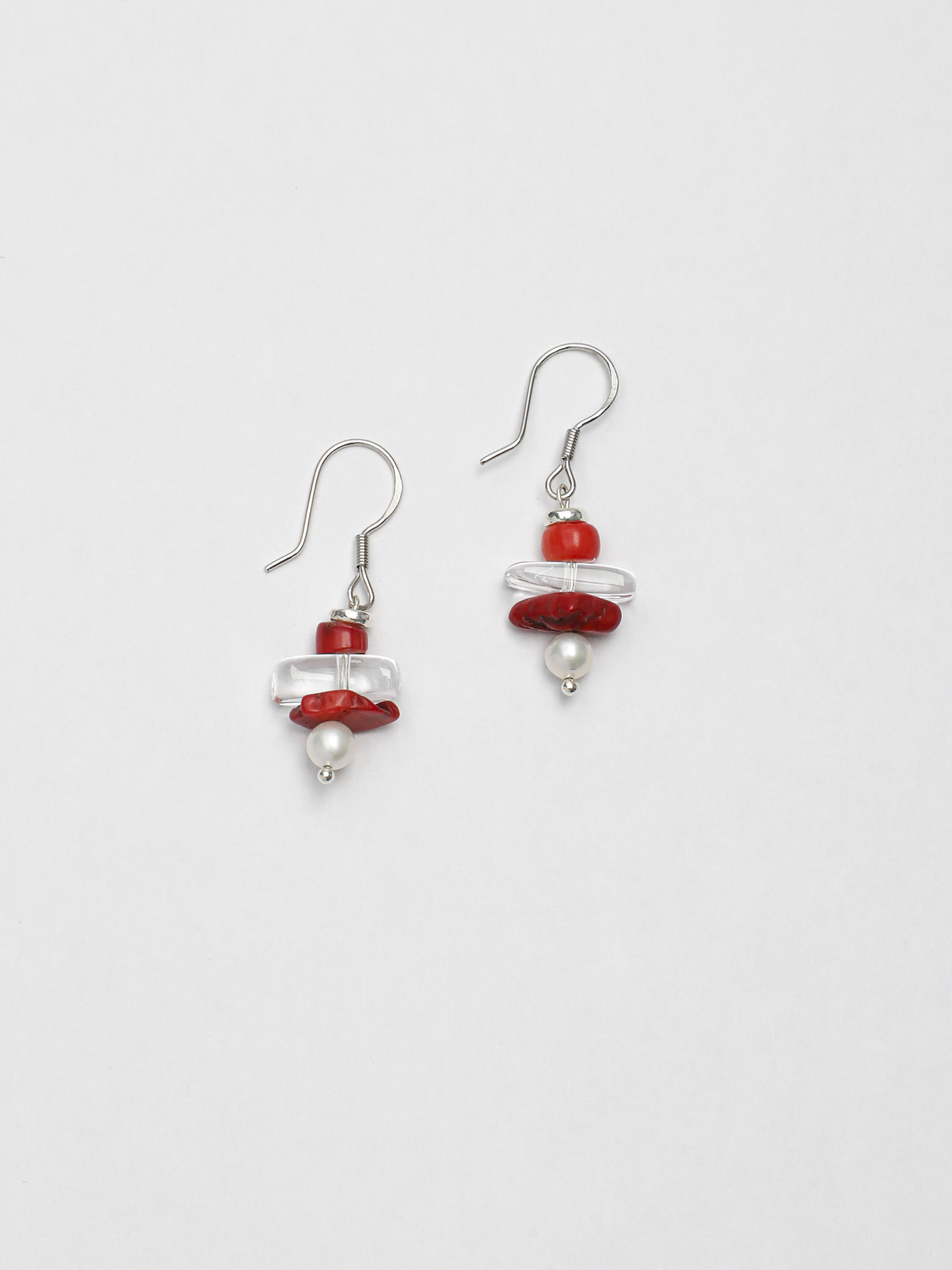 1J7A3501 SANSUN Coral Pink Stone Freshwater Pearl Drop Earrings - Romantic Feminine Energy - Image 1