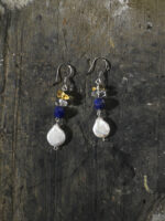 SANSUN Baroque Teardrop Pearl Blue Agate Crushed Ice Earrings - Artistic Unique Watercolor - Image 4