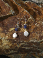 SANSUN Baroque Teardrop Pearl Blue Agate Crushed Ice Earrings - Artistic Unique Watercolor - Image 2