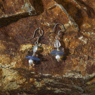 SANSUN Aquamarine Blue Kyanite Chip Earrings - Public Speaking & Throat Chakra