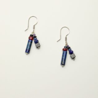 SANSUN Lapis Lazuli Tube Drop Earrings - Throat Chakra Wisdom & Truth