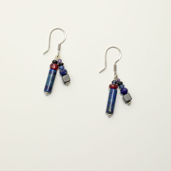 SANSUN Lapis Lazuli Tube Drop Earrings - Throat Chakra Wisdom & Truth