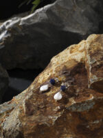 SANSUN Baroque Teardrop Pearl Blue Agate Crushed Ice Earrings - Artistic Unique Watercolor - Image 3