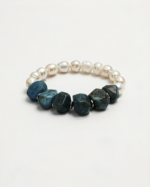 SANSUN Blue Apatite Freshwater Pearl Bracelet - Intuition & Emotional Balance