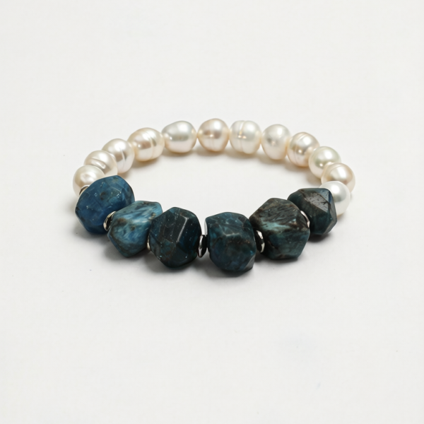SANSUN Blue Apatite Freshwater Pearl Bracelet - Intuition & Emotional Balance