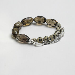 SANSUN Smoky Quartz Spotted Stone Bracelet - Grounding & Release Old Patterns