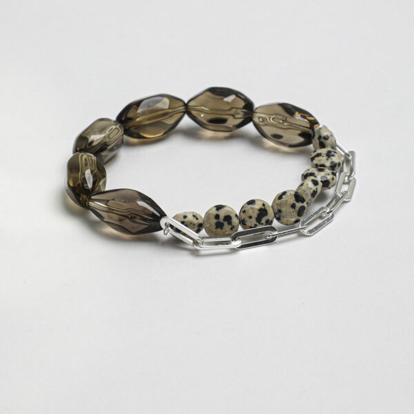 SANSUN Smoky Quartz Spotted Stone Bracelet - Grounding & Release Old Patterns
