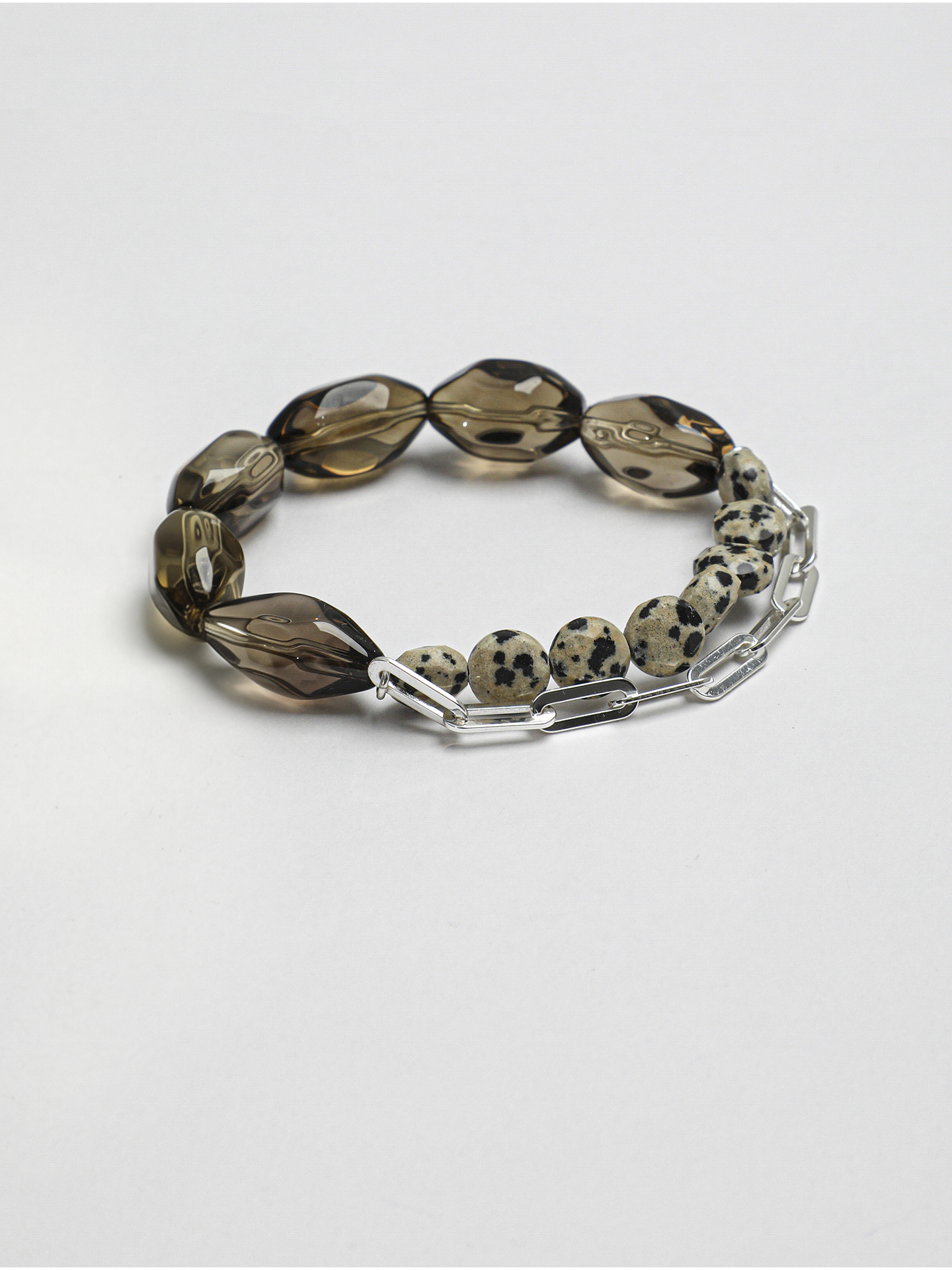 PS2508004-1 SANSUN Smoky Quartz Spotted Stone Bracelet - Grounding & Release Old Patterns - Image 1