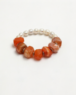 SANSUN Red Agate Freshwater Pearl Bracelet - Passion Courage & Vitality