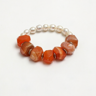 SANSUN Red Agate Freshwater Pearl Bracelet - Passion Courage & Vitality