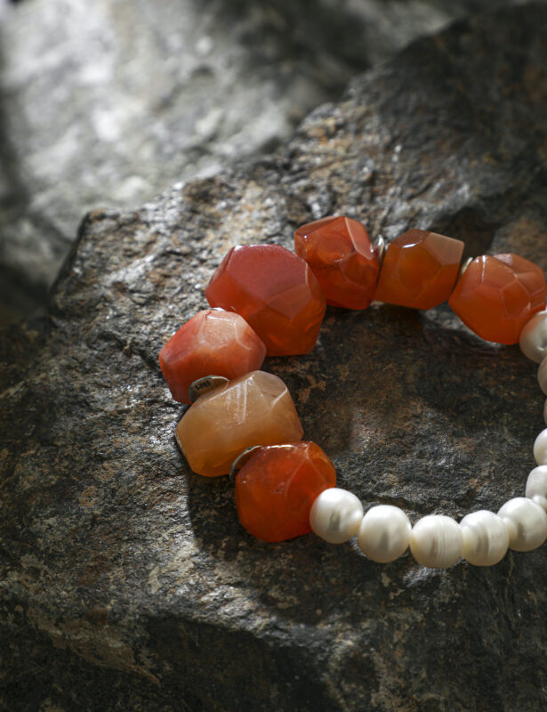 SANSUN Red Agate Freshwater Pearl Bracelet - Passion Courage & Vitality