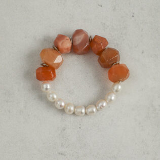 SANSUN Red Agate Freshwater Pearl Bracelet - Passion Courage & Vitality