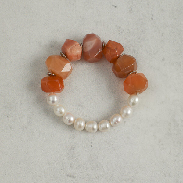 SANSUN Red Agate Freshwater Pearl Bracelet - Passion Courage & Vitality