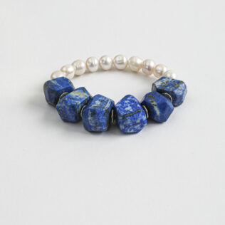 SANSUN Lapis Lazuli Freshwater Pearl Bracelet - Truth Communication & Third Eye