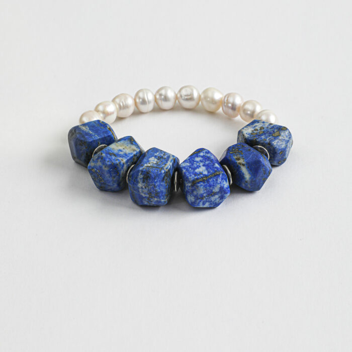 SANSUN Lapis Lazuli Freshwater Pearl Bracelet - Truth Communication & Third Eye