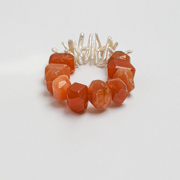 SANSUN Baroque Pearl Red Agate Bracelet - Yin Yang Energy Daily Jewelry
