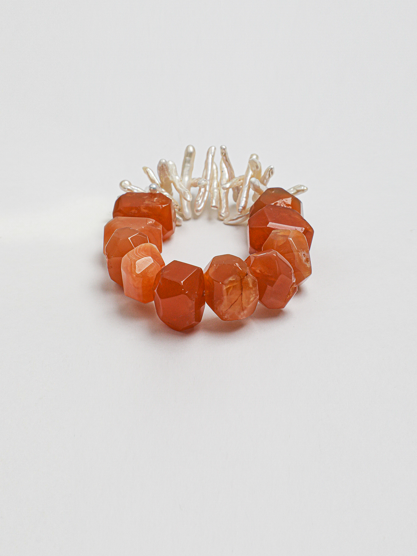 PS2508016-1 SANSUN Baroque Pearl Red Agate Bracelet - Yin Yang Energy Daily Jewelry - Image 1