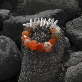 SANSUN Baroque Pearl Red Agate Bracelet - Yin Yang Energy Daily Jewelry