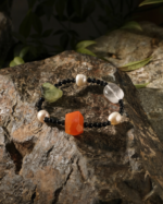 SANSUN Clear Quartz Red Agate Prehnite Black Tourmaline Bracelet - EMF Protection & Abundance - Image 3
